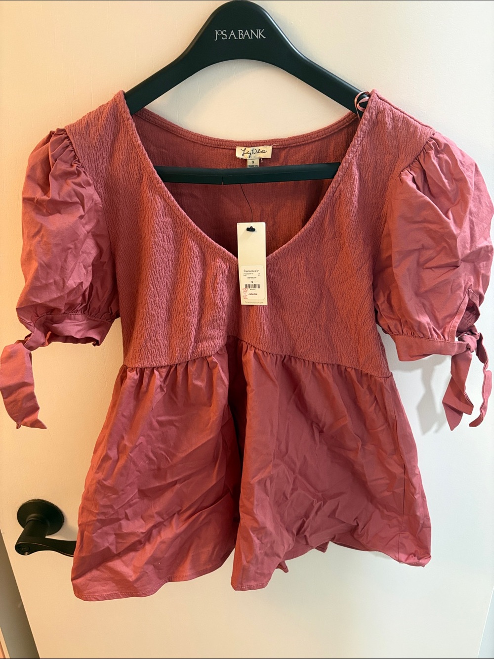 Lily White Mauve Puff-Sleeve Peplum Tunic